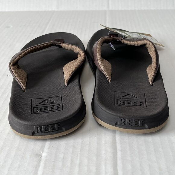 REEF Cushion Phantom LE Men\'s Flip Flop Leather Straps Soft Black/Brown Size 7 main image 6